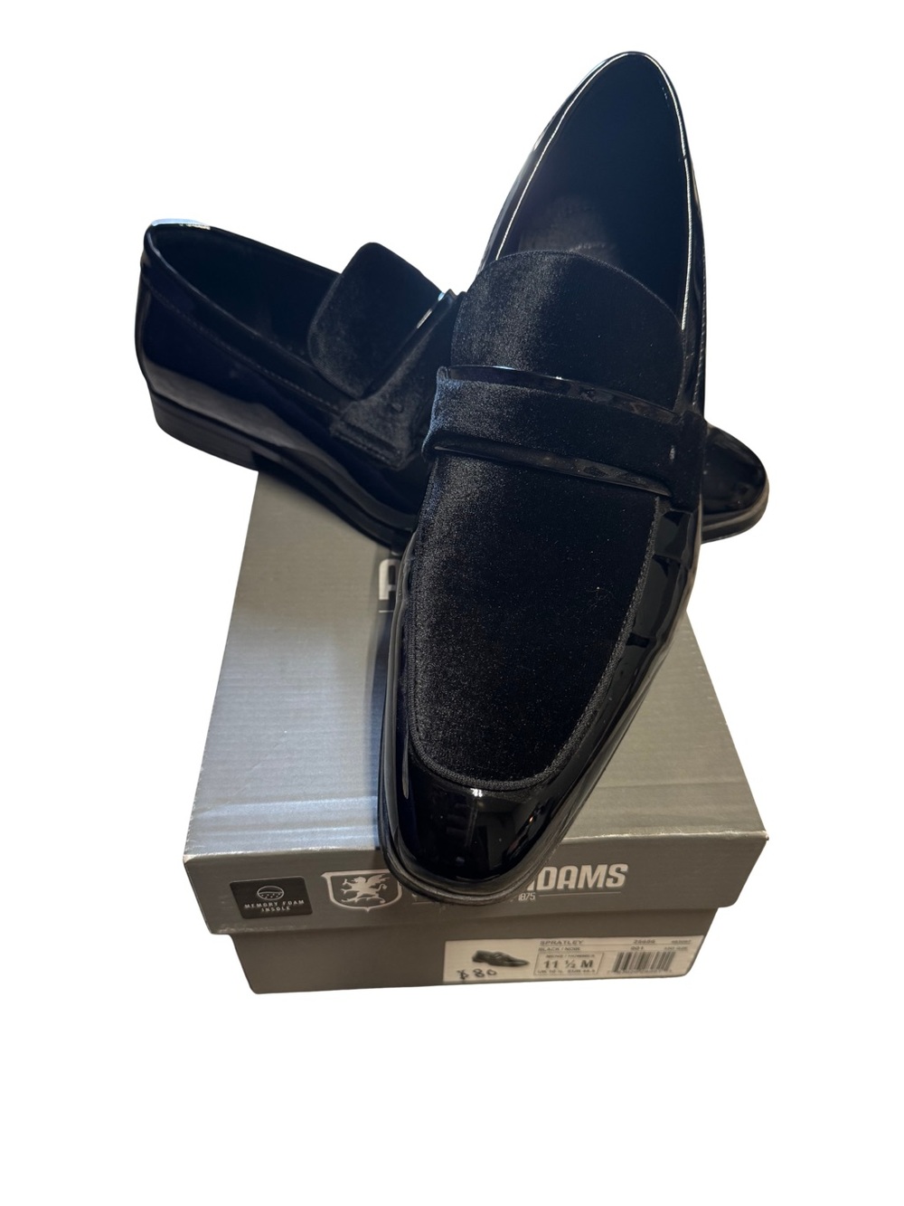 Stacy Adams Black Velvet & Patent Leather Penny Loafers